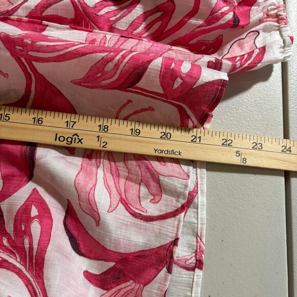 H&M Women's Size Medium Pink Floral Summer Tropical Off Shoulder Tube Blouse Top - Picture 6 of 10
